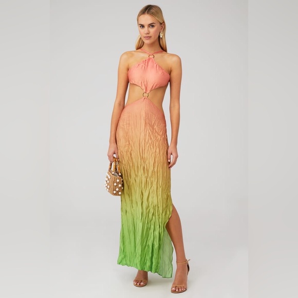 Baobab Collection Peach and Green Maxi Dress - Picture 1 of 7